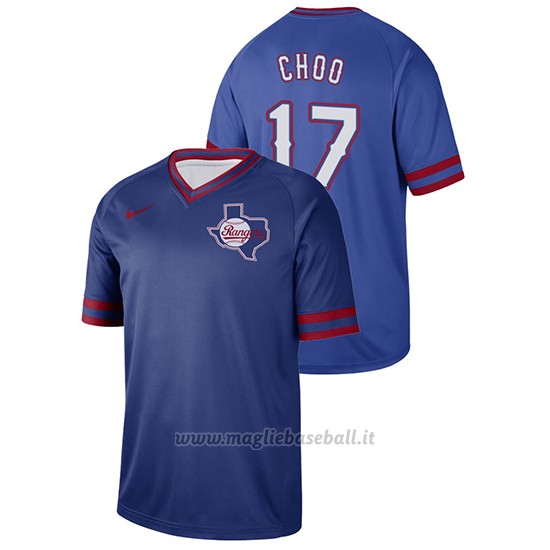 Maglia Baseball Hombre Texas Rangers Shin Soo Choo Cooperstown Coleccion Legend Blu